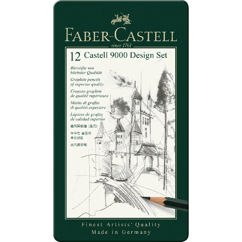 Castell 9000 Graphite Pencils, Design Set - Tin of 12 - #119064