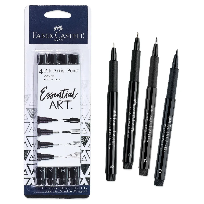 Pitt Artist Pen, Essential Art - #199 Black Set of 4 - #770075