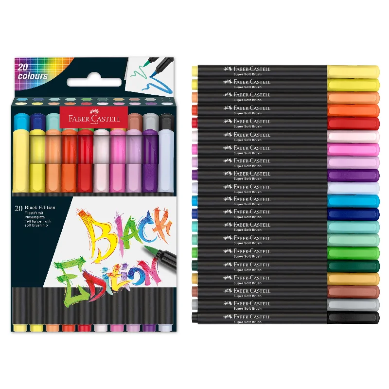 Black Edition Super Soft Brush Pens, Box of 20 - #116452