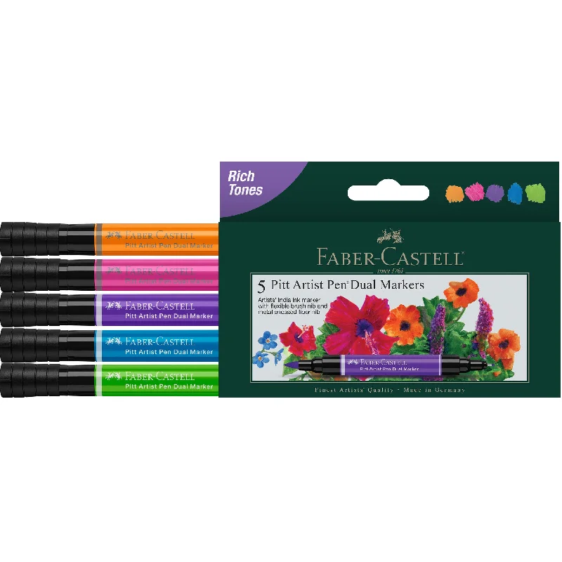 Pitt Artist Pen Dual Markers, Rich Tones - Wallet of 5 - #800172