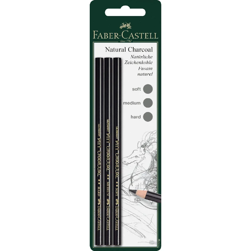 Pitt Natural Charcoal Pencils, Set of 3 - #117498