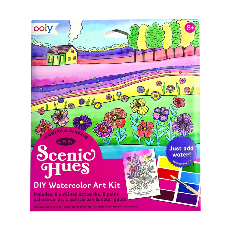 scenic hues diy watercolor art kit - flowers and gardens