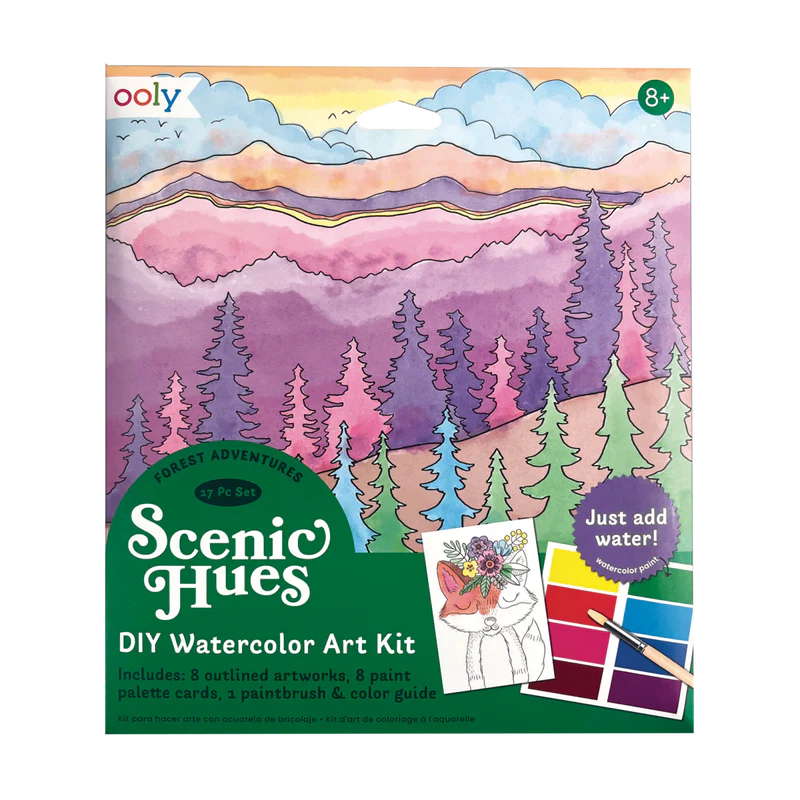 scenic hues diy watercolor art kit - forest adventure