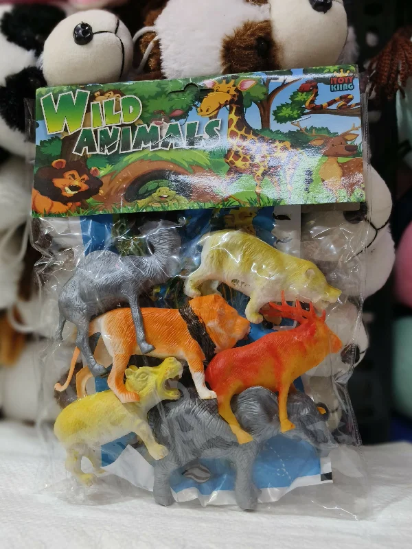 Jungle & Zoo Animal Figures Set – Pack of 6 Educational Cartoon Animals for Kids