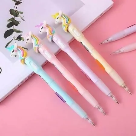 Unicorn LED Pencil Set Cute Glitter Pens for Kids (Pack of 4)