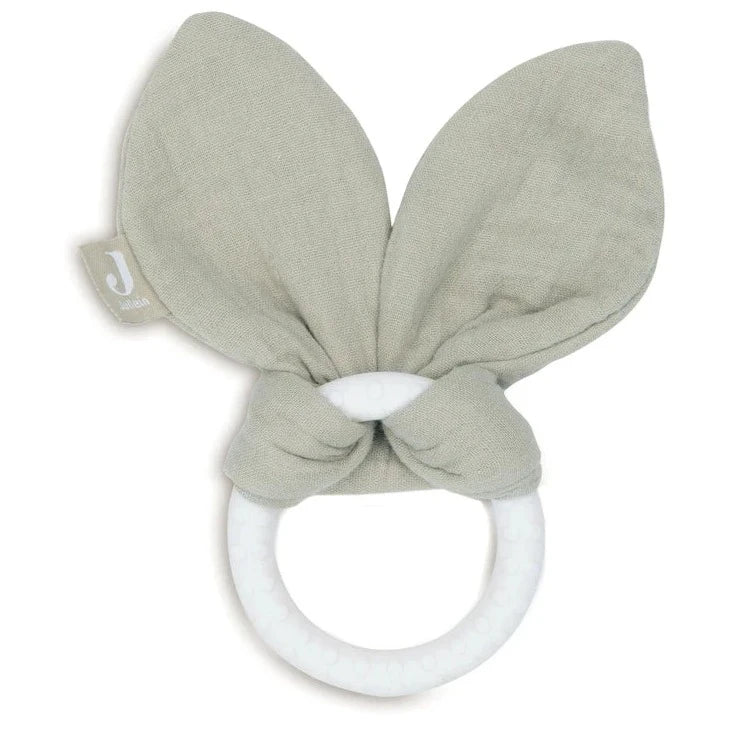 Jollein Teething Ring Silicone Bunny Ears - Olive green