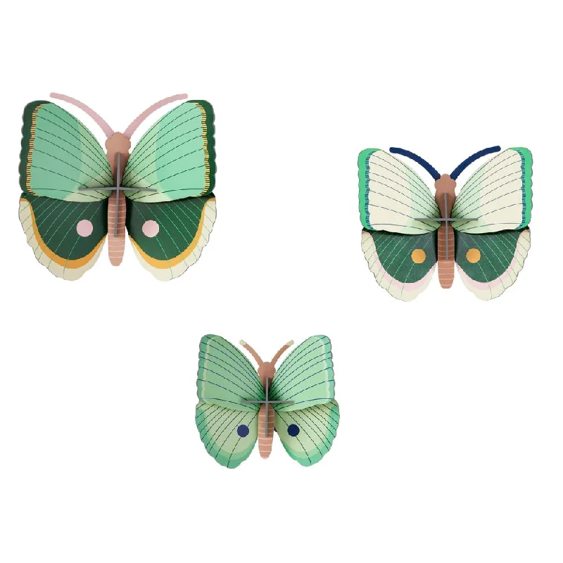 DIY 3D Wall Decoration - Fern Striped Butterflies, set of 3