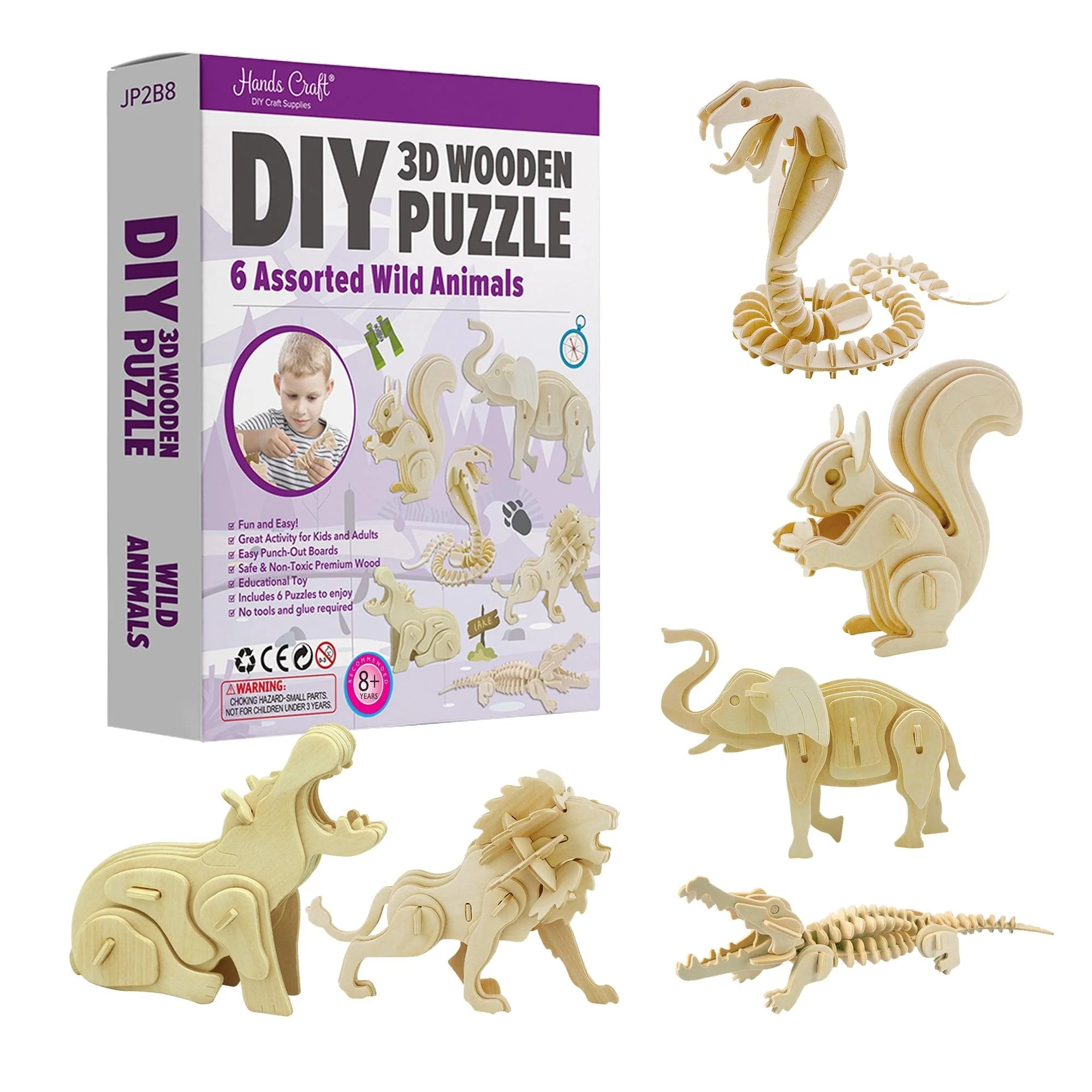 DIY 3D Wooden Puzzle: Wild Animals