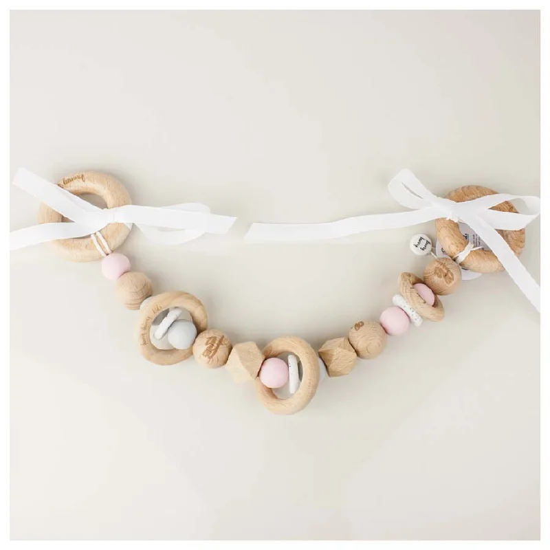 Silicone & Wood Pram Garland/Teether - Blush Round