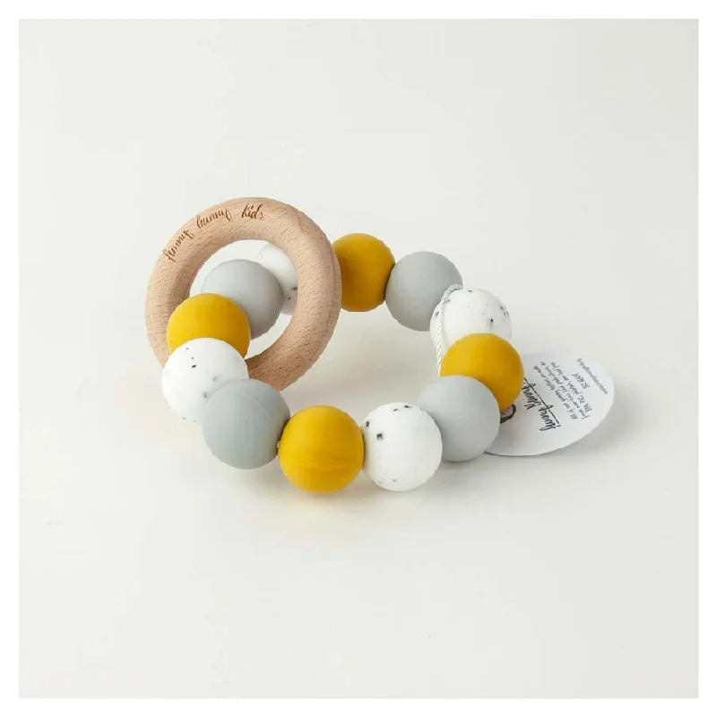 Silicone & Wood Teether - Mustard Round