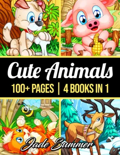 100 Cute Animals: An Adult Coloring Book with Dogs, Cats, Horses, Owls, Elephants, Monkeys, and Many More!