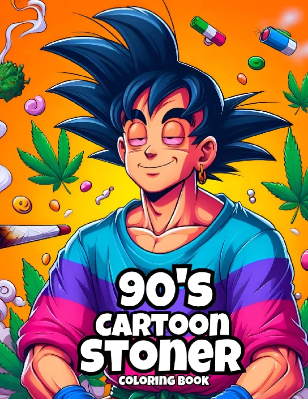 90s cartoon stoner coloring book for adults: 50 Retro cartoon Coloring page with psychedelic and trippy fun for you to enjoy and relaxation perfect for weed lover's