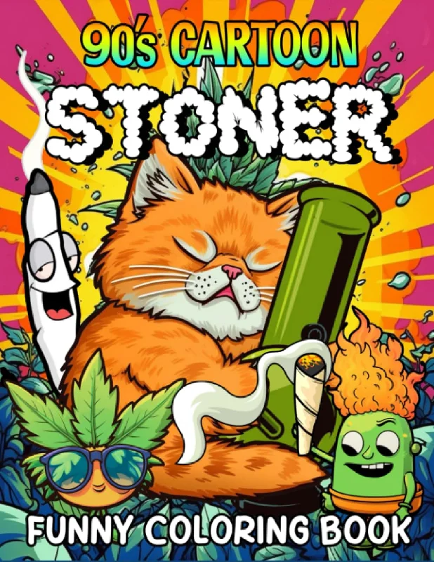 90s Cartoon Stoner Funny Coloring Book: 40+ Stoner Trippy Psychedelic Colouring Pages (Stress-relieving & Relaxing), Great Idea Gift For Cartoon Fan