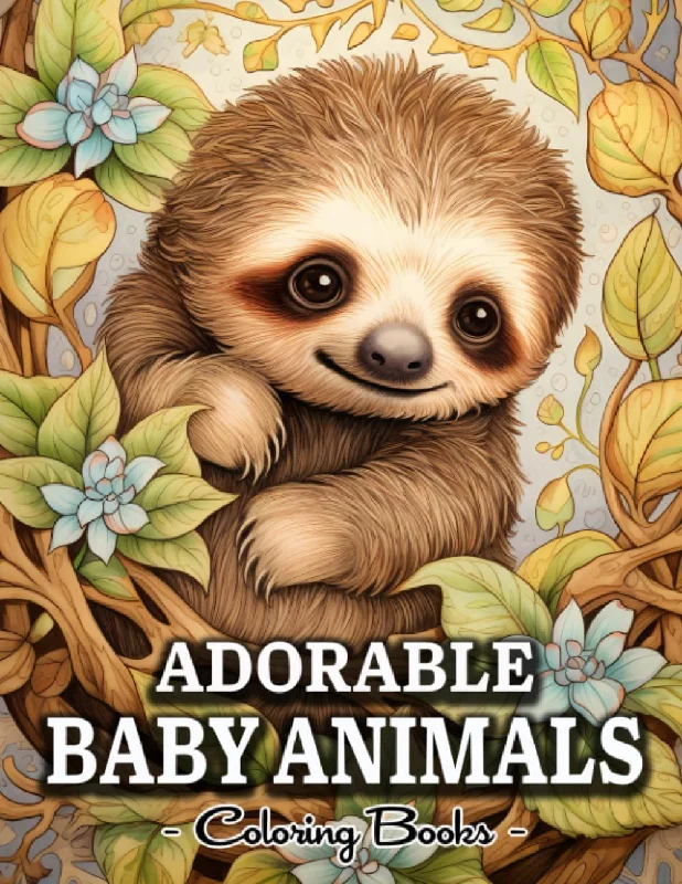 Adorable Baby Animals: Cute And Creepy Animals Coloring Books For Adults With Sloths, Elephants, Owls, Horses, Dogs, Cats, And Many More!