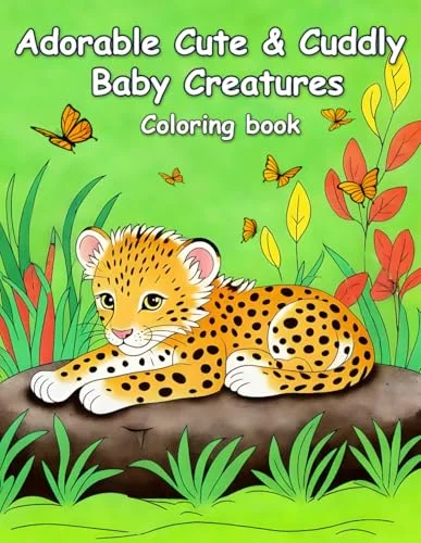 Adorable Cute & Cuddly Baby Creatures Coloring book: Relax and Unwind with Animal Illustrations for hours of coloring fun for all ages