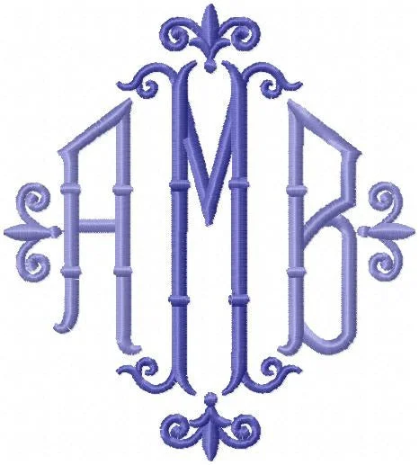 Bamboo Monogram Font - Machine Embroidery Monogram