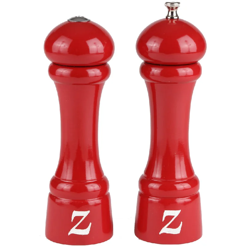 8" Windsor Custom Monogram Red Pepper Mill & Salt Shaker Set