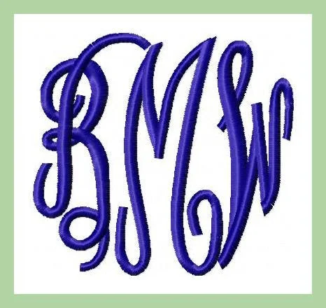 Classic Circle Monogram  4 inch size  Machine Embroidery Font -