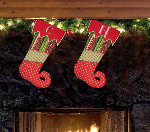 ELF CHRISTMAS STOCKINGS & MONOGRAMS In The Hoop Set- Digital Download -