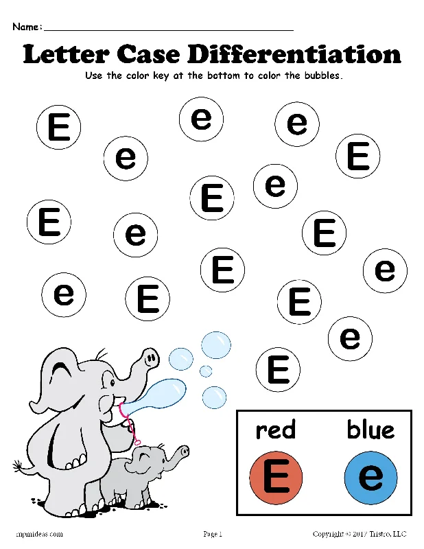 FREE Letter E Do-A-Dot Printables For Letter Case Differentiation Practice!