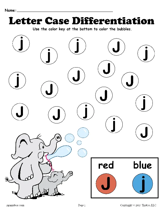 FREE Letter J Do-A-Dot Printables For Letter Case Differentiation Practice!