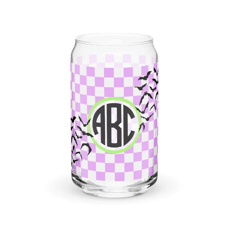 Monogrammed Halloween Glass Can