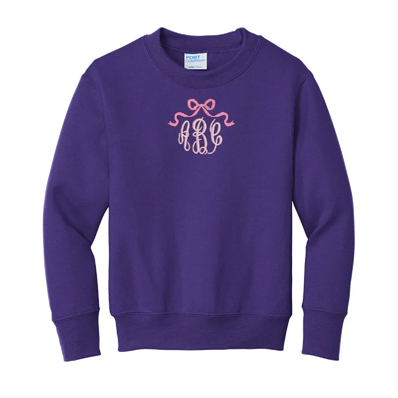 Kids Monogrammed 'Bow' Crewneck Sweatshirt