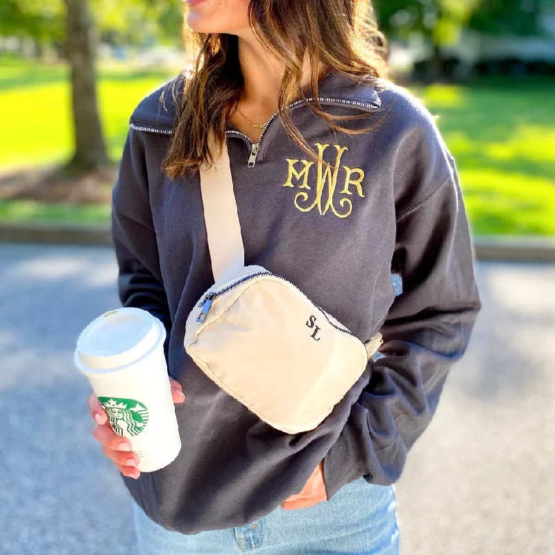 Monogrammed Quarter Zip Sweatshirt