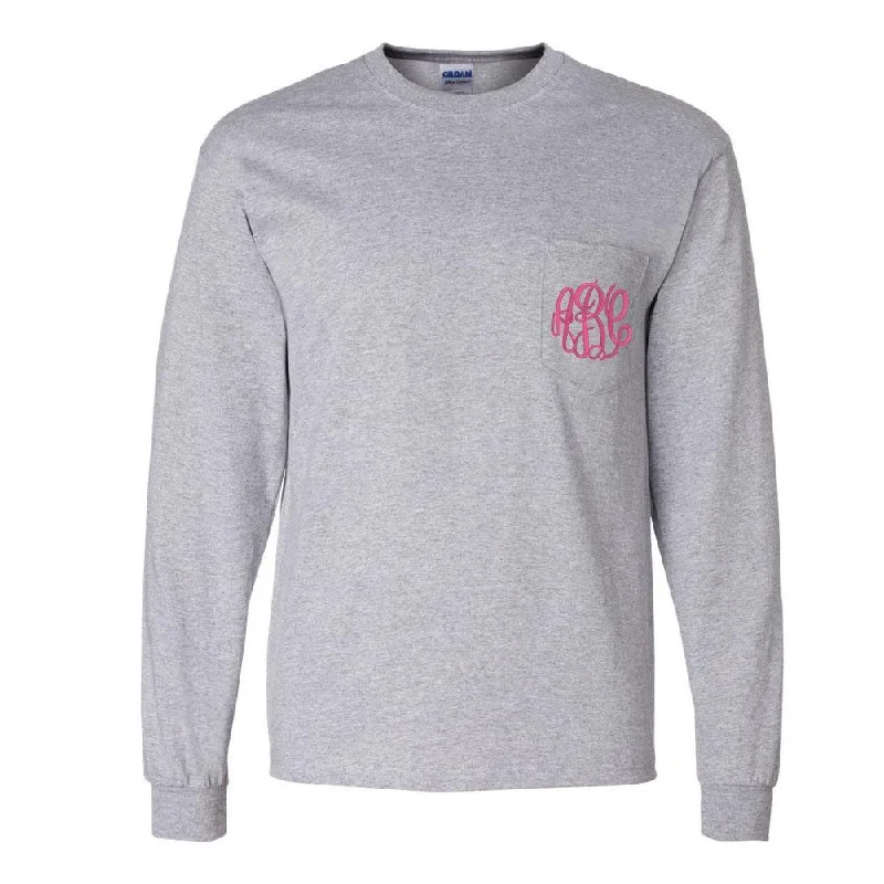 Monogrammed Long Sleeve Pocket T-Shirt