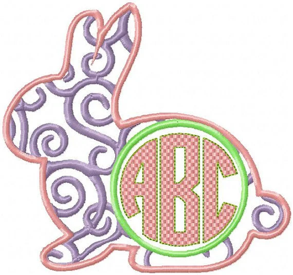 Swirl Bunny Monogram Frame