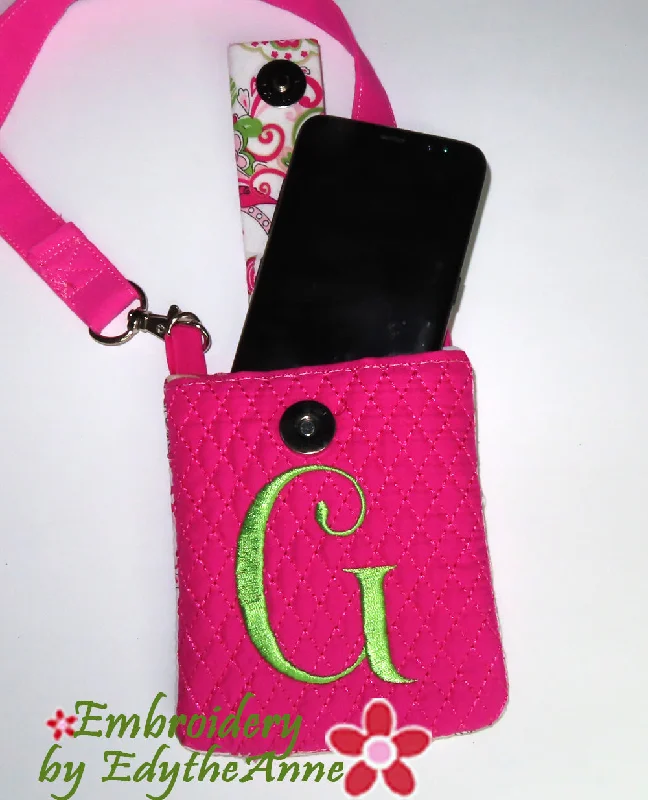 CELL PHONE CARRIER w/ Monograms - IN THE HOOP - Digital Download