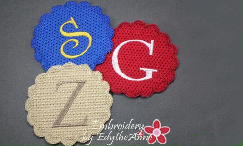 MONOGRAM COASTER Set of 26  In The Hoop Machine Embroidery Design. Digital Download