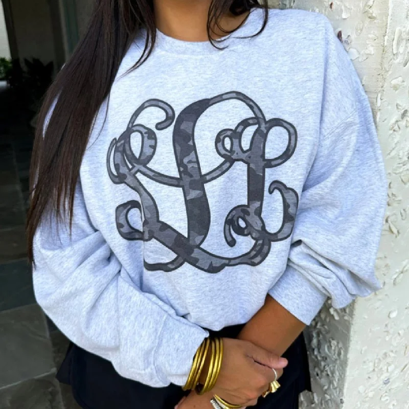 Monogrammed 'Camo' Big Print Crewneck Sweatshirt