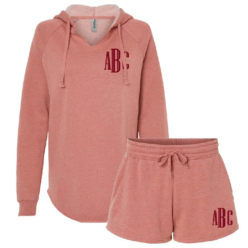 Monogrammed Colorful Wave Wash Shorts Set