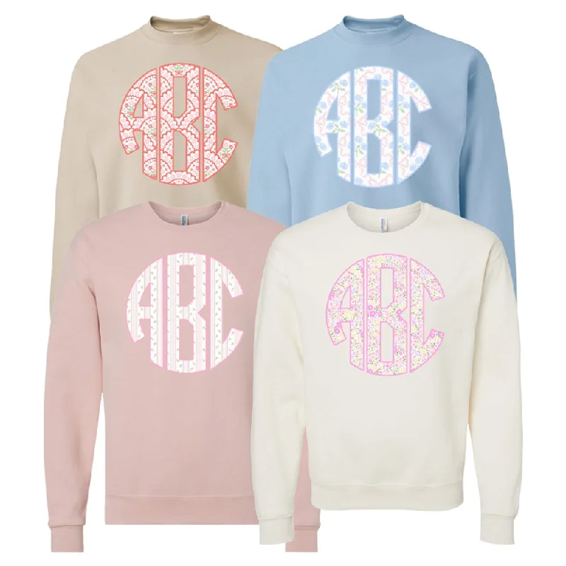 Monogrammed ‘Coquette Floral Patterns’ Big Print Crewneck Sweatshirt