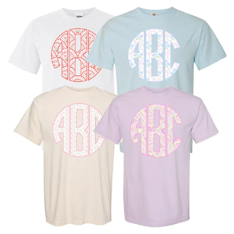 Monogrammed ‘Coquette Floral Patterns’ Big Print T-Shirt