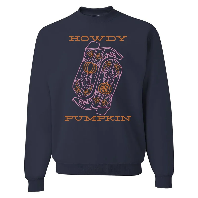 Monogrammed 'Howdy Pumpkin Boots' Crewneck Sweatshirt