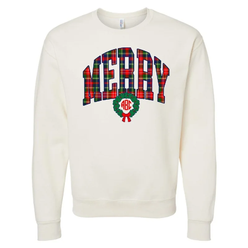 Monogrammed 'Plaid Merry' Crewneck Sweatshirt