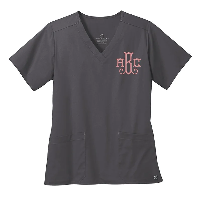 Monogrammed Scrubs V-Neck Top