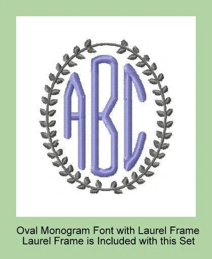 Oval 3 Letter Monogram Font -comes in 2.5 and 3 inch Sizes with 3 frames