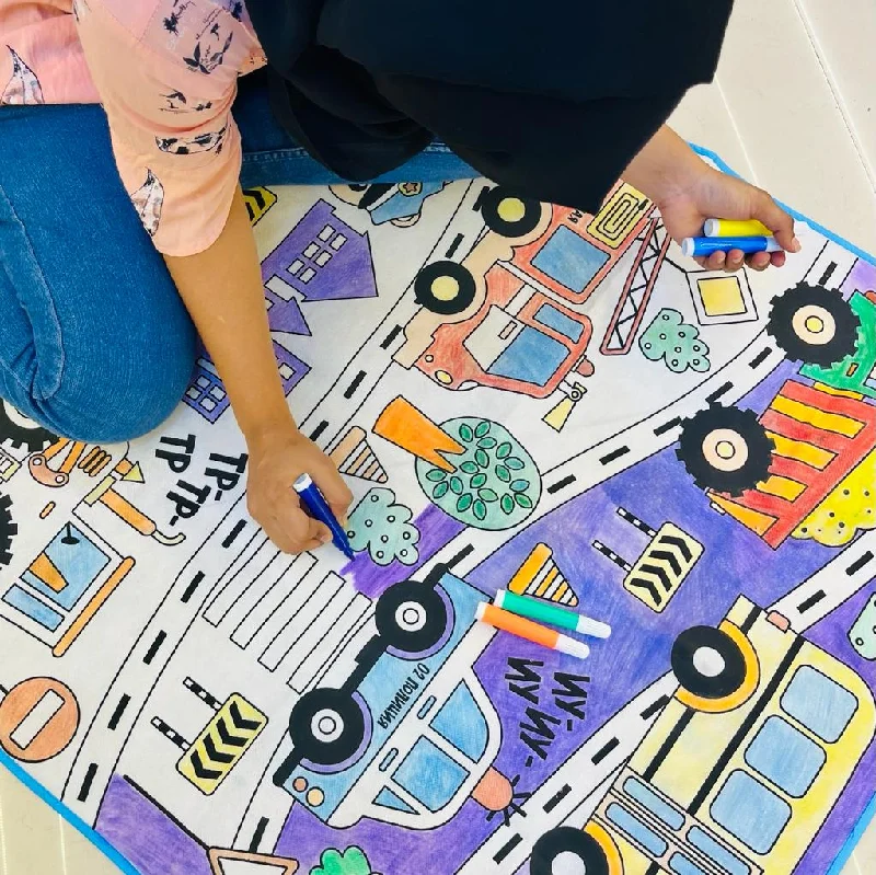 Reusable and Washable Colouring Mat for Kids 80 x 80 cm (Random Design)