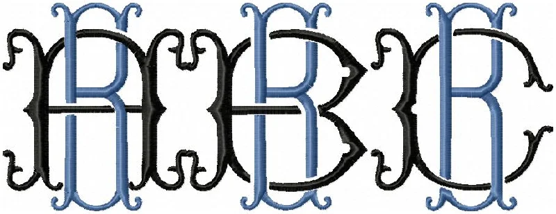 VINTAGE BAROQUE INTERLOCKING MONOGRAM FONT - SET "B" 6 AND 8 INCH SIZE